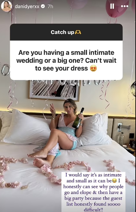 Screenshot from Dani Dyer's Instagram story