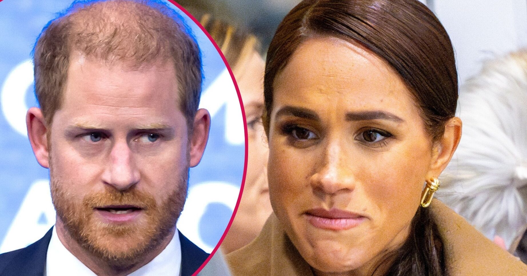 Prince Harry and Meghan markle looking serious