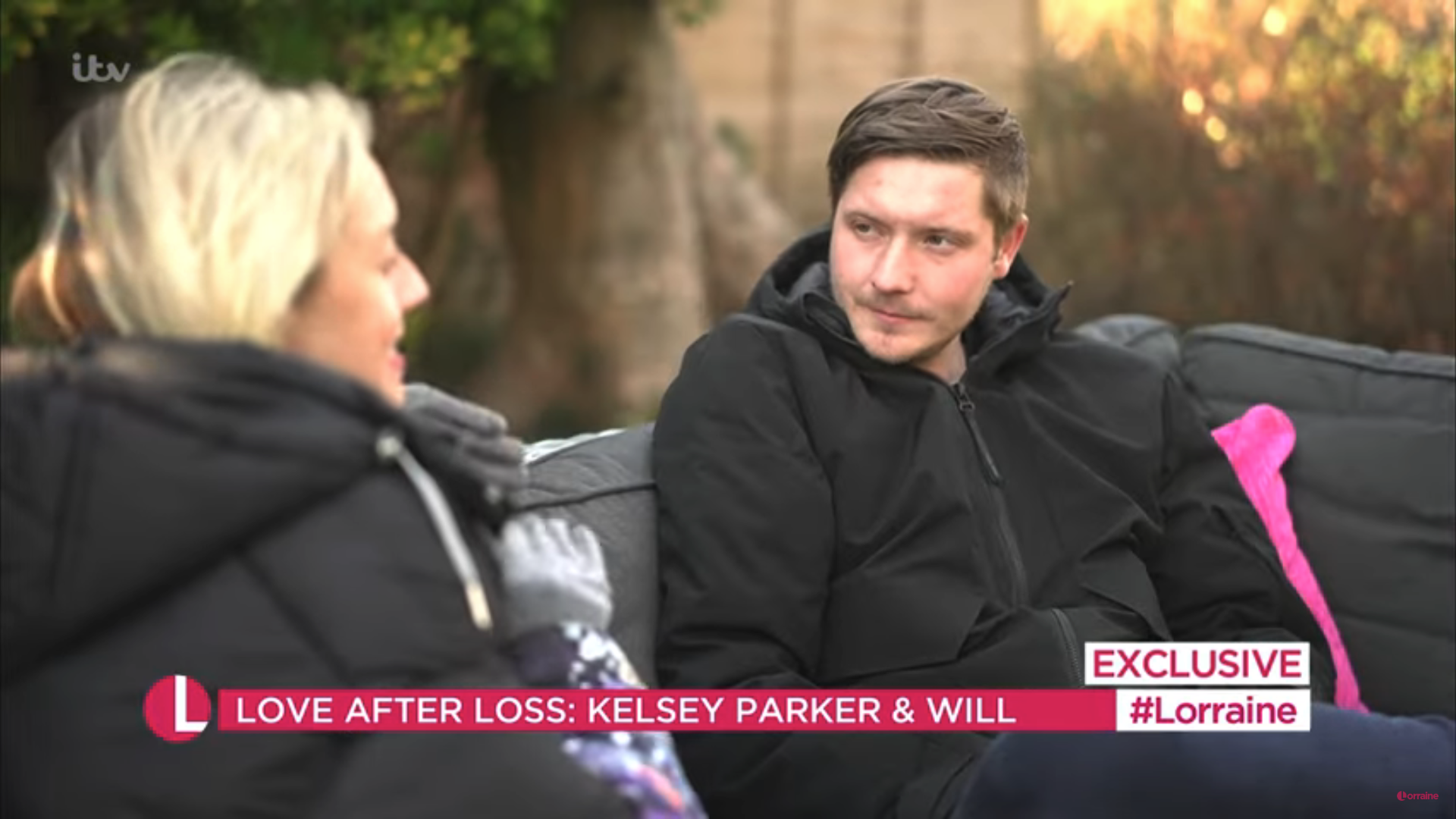 Kelsey Parker and new new boyfriend sitting in the garden