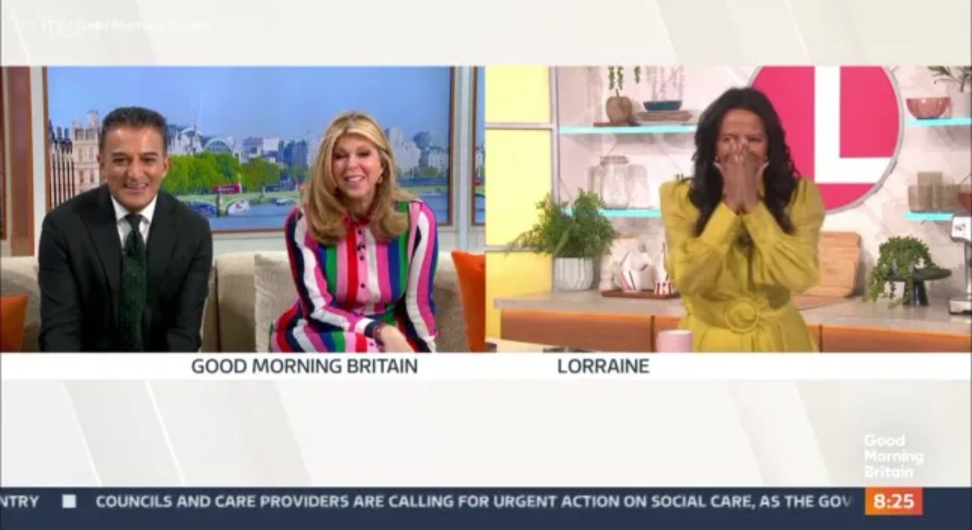 Kate Garraway and Adil Ray talking to Ranvir Singh on GMB