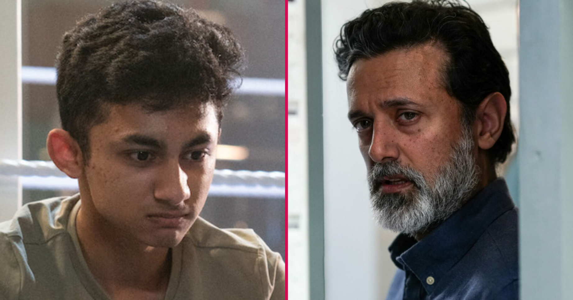 Composite image of Nish and Nugget on EastEnders; Nish looks sinister while Nugget looks angry (Credit: BBC/Composite: ED!)