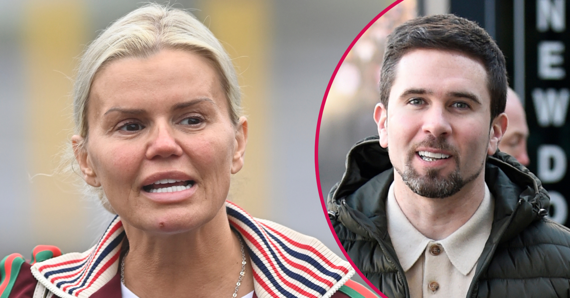 Kerry Katona without her make-up on in the street and ex Ryan inset
