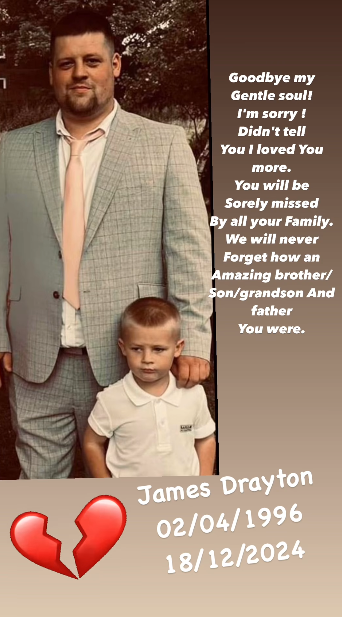 Paul Drayton's brother with a little boy