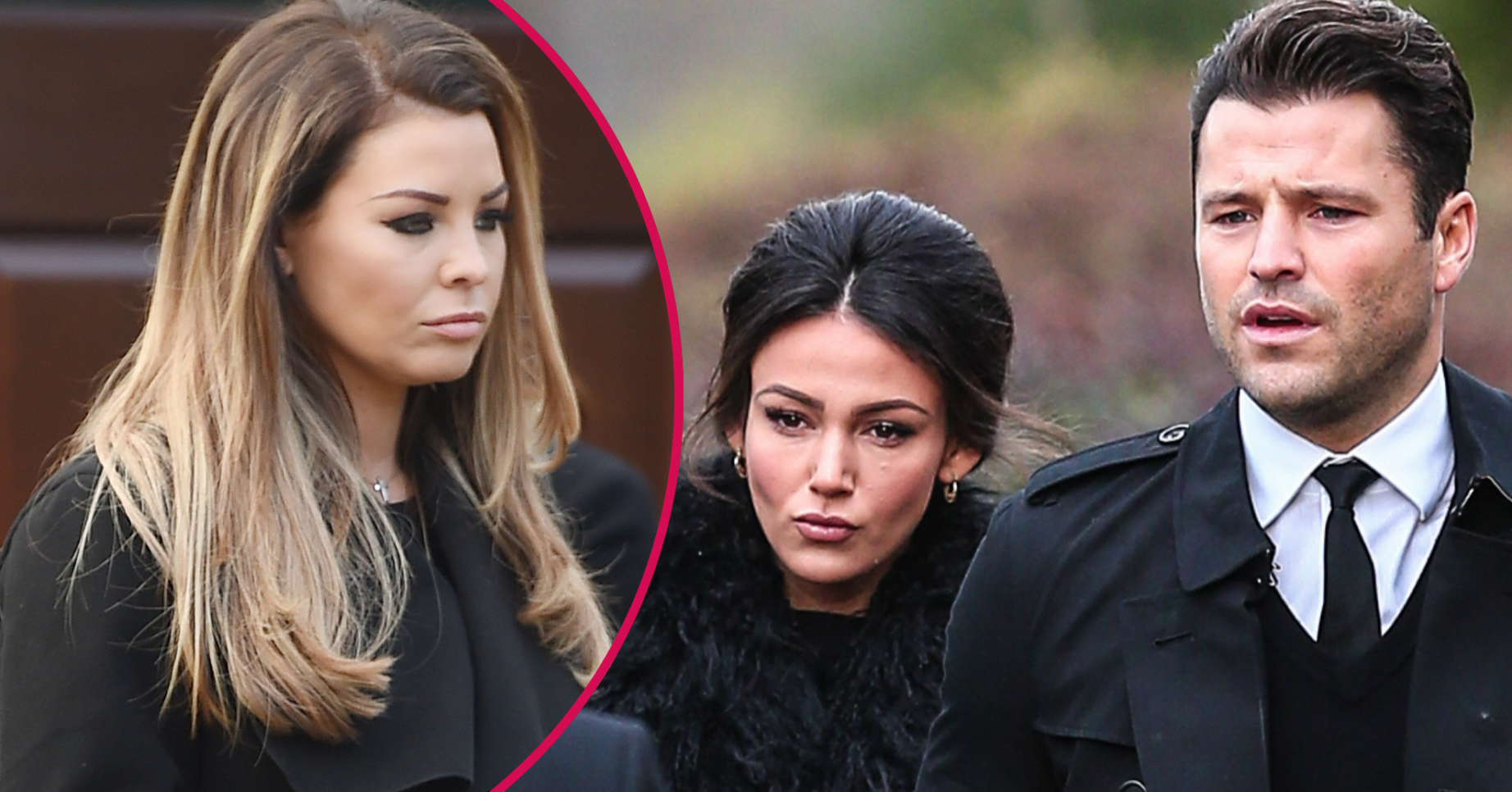 Jess Wright, Michelle Keegan and Mark Wright looking sad