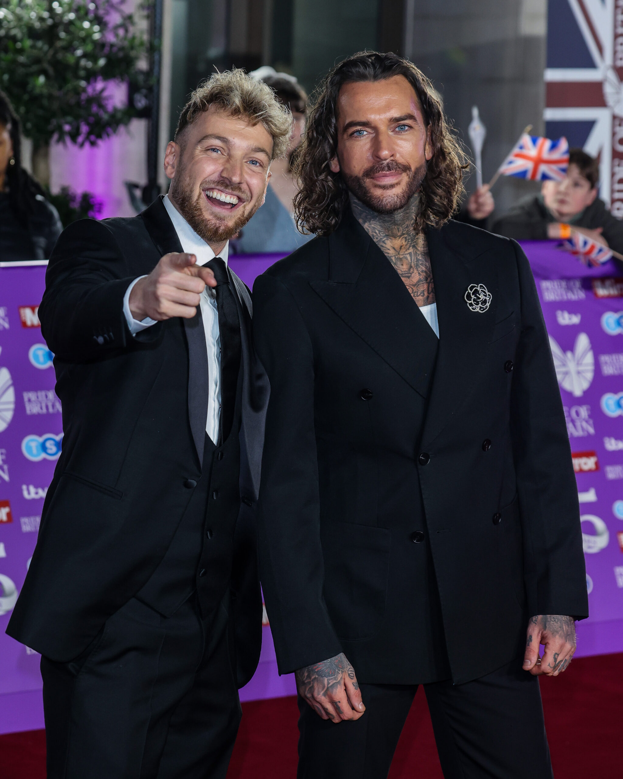 Pete Wicks and Sam Thomspon on the red carpet