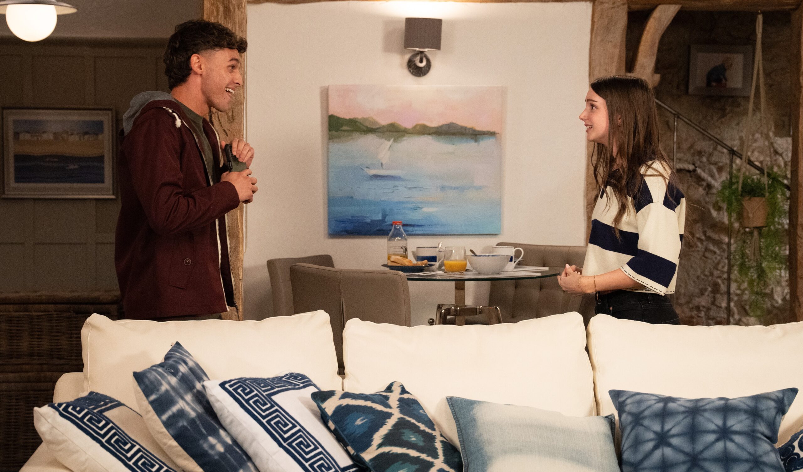 Jacob and Sarah talking happily