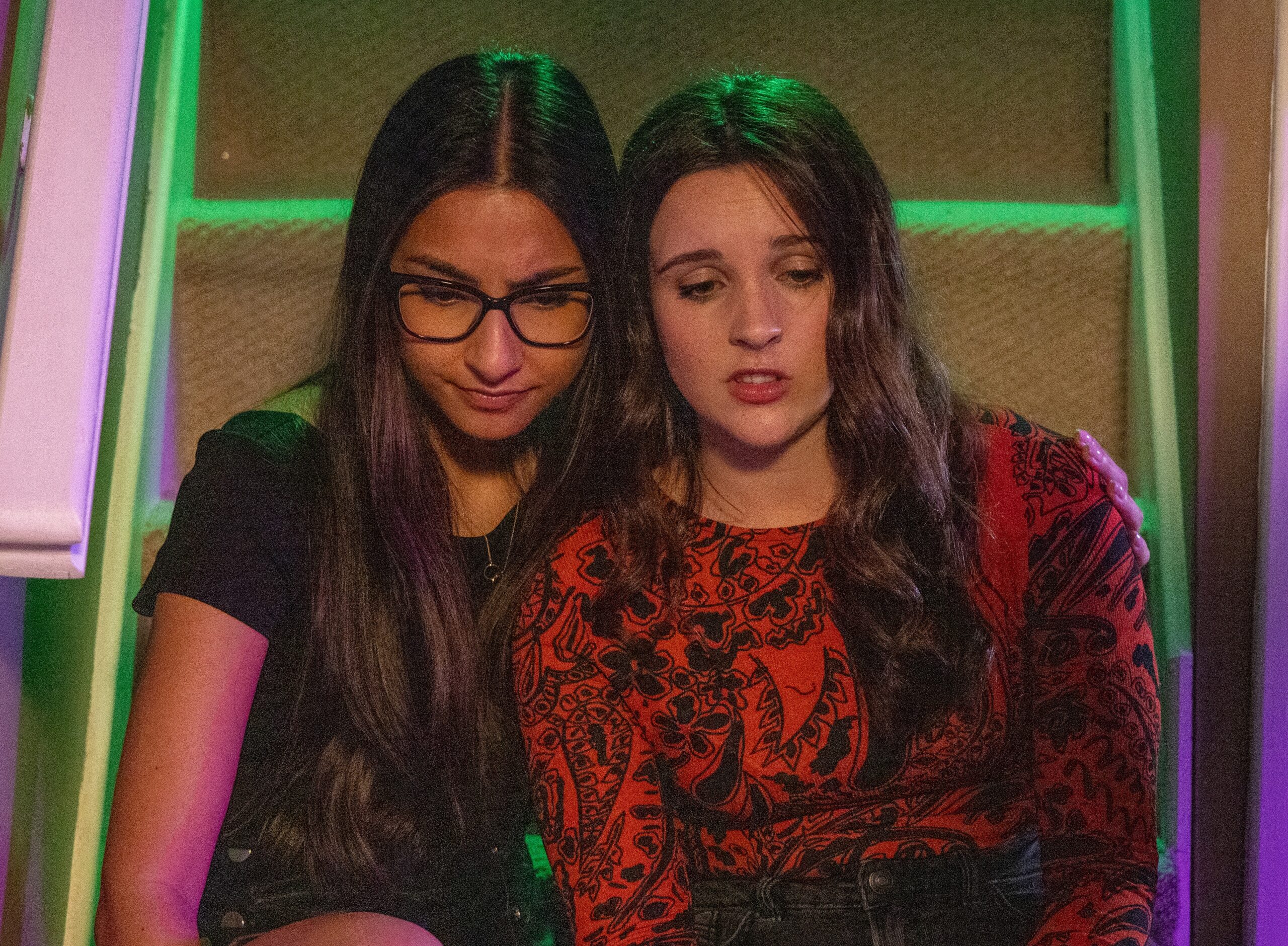 Coronation Street's Asha and Amy at the party