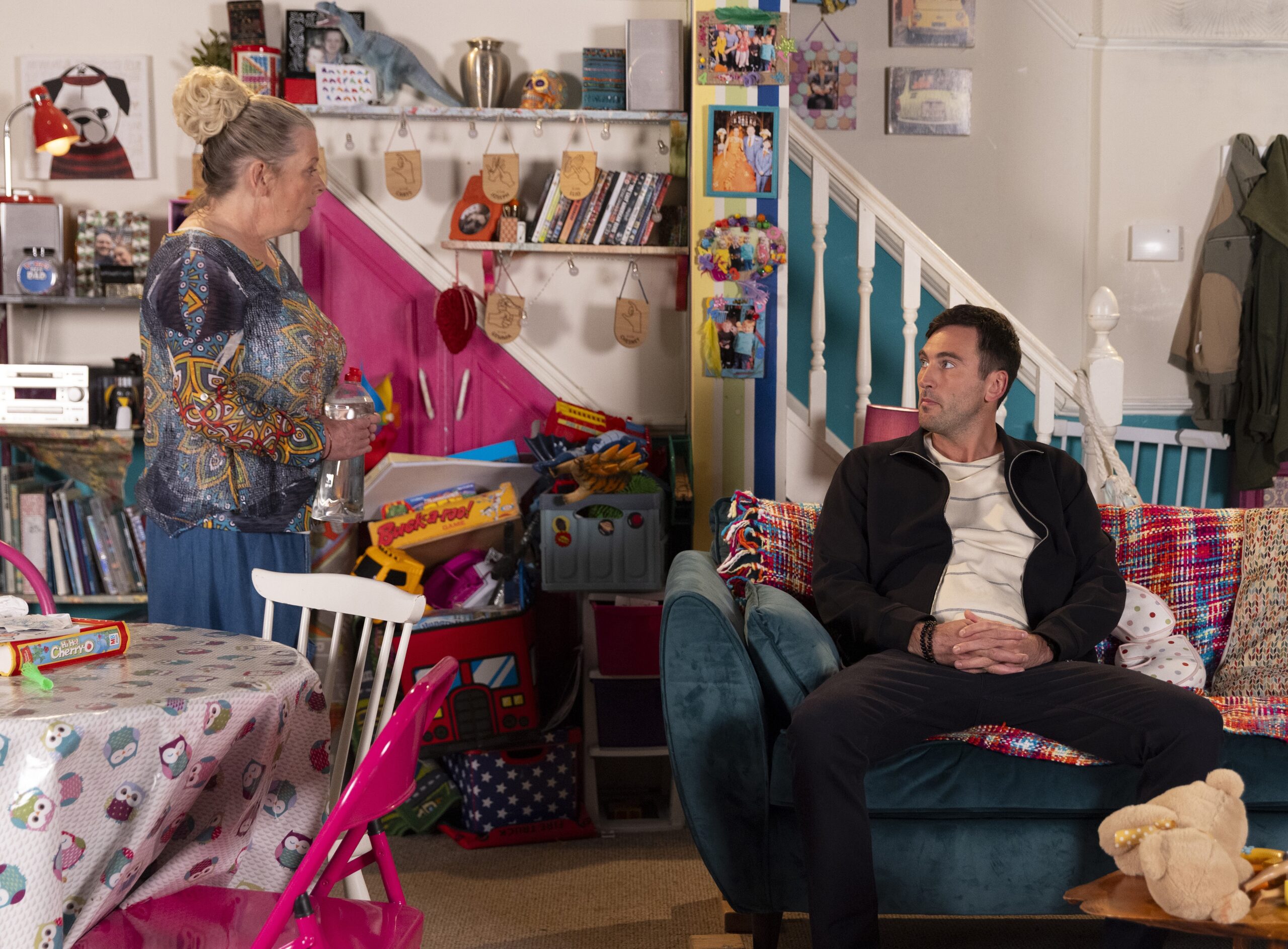 Bernie and Kit talking at home