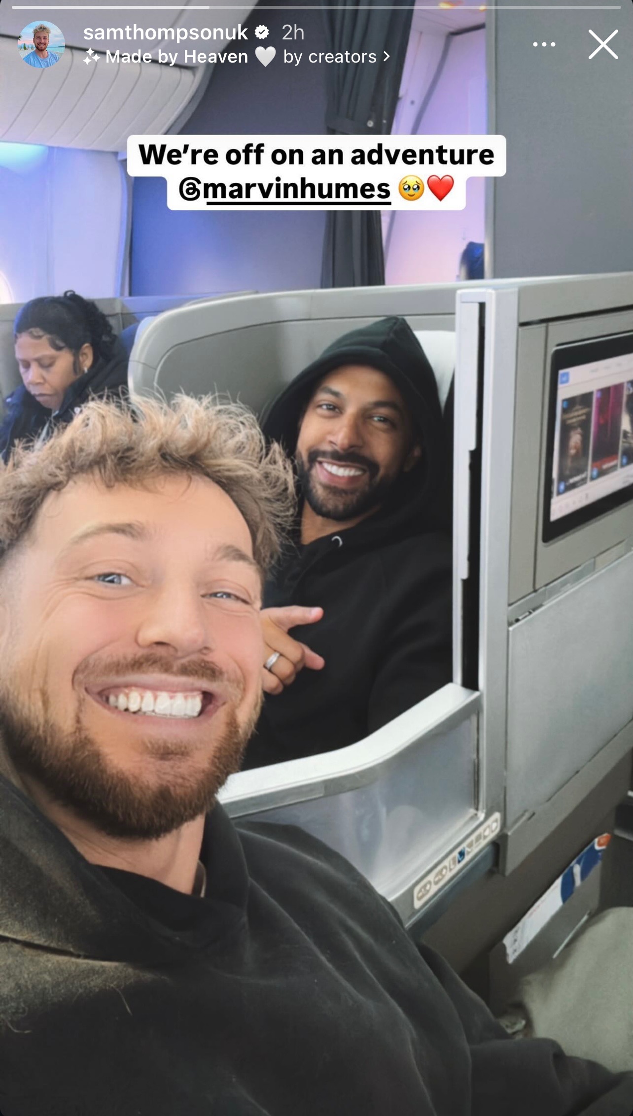 Sam and Marvin on a flight