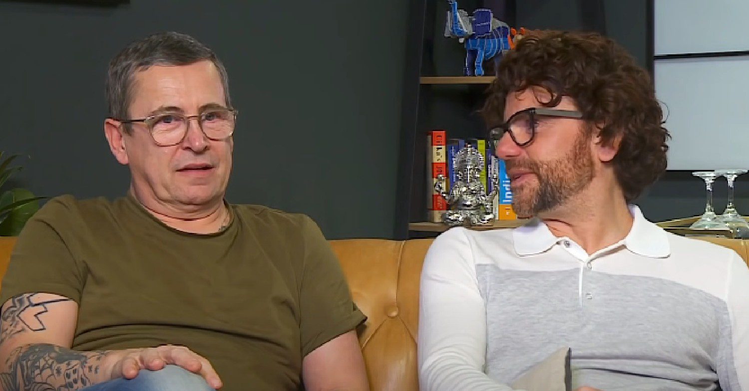 Stephen Webb and Daniel Lustig on Gogglebox sat on the sofa