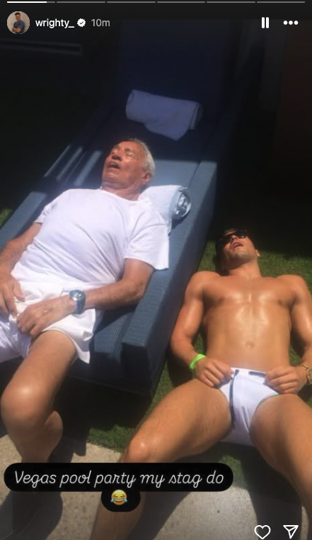 Mark Wright and his grandad sunbathing