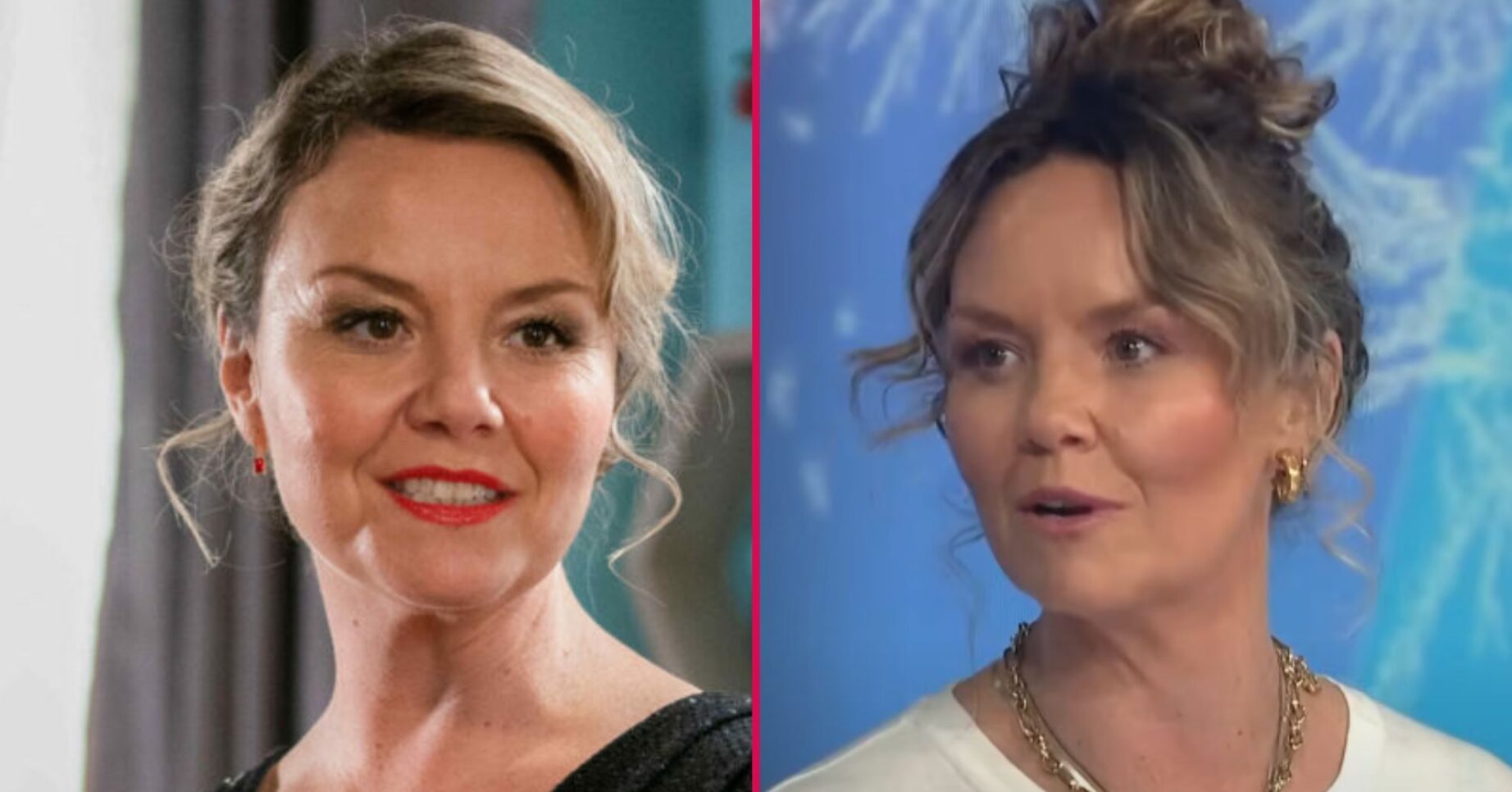 Composite image of Charlie Brooks with her character, as Janine on EastEnders (Credit: BBC/ITV/Composite: ED!)
