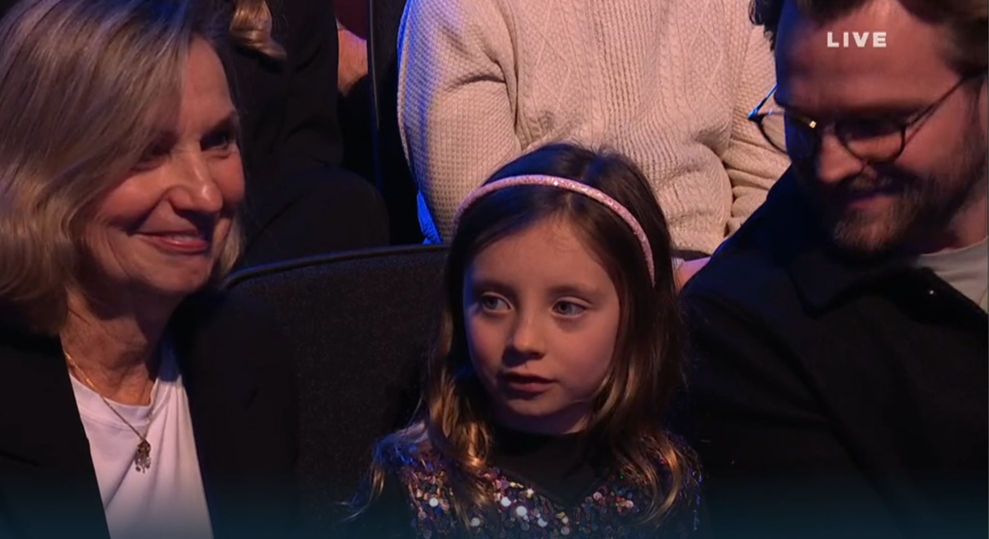 Gilly, Sunday, and Lorri in the audience of Dancing On Ice