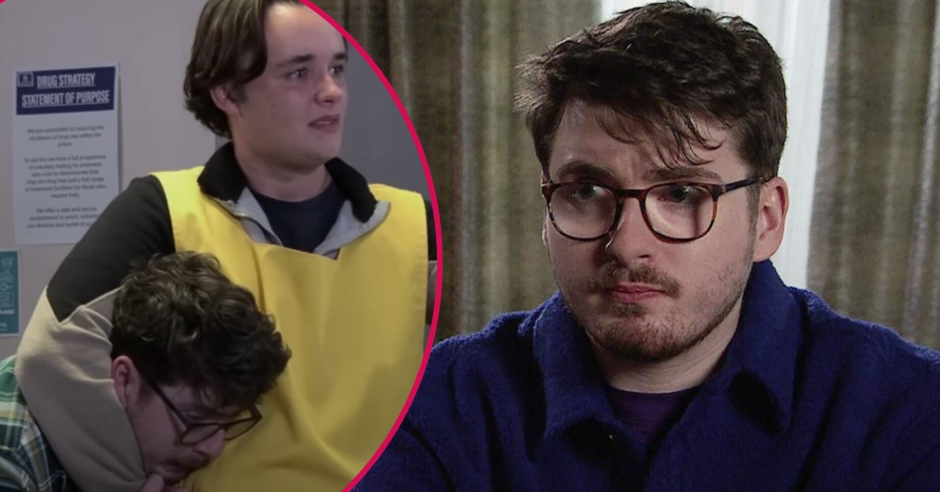 Composite image of Bobby on EastEnders; looking sad, and in prison attack (Credit: ITV/Composite: ED!)