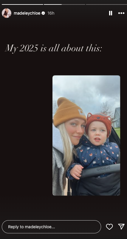 Chloe Madeley's Instagram Story with her daughter