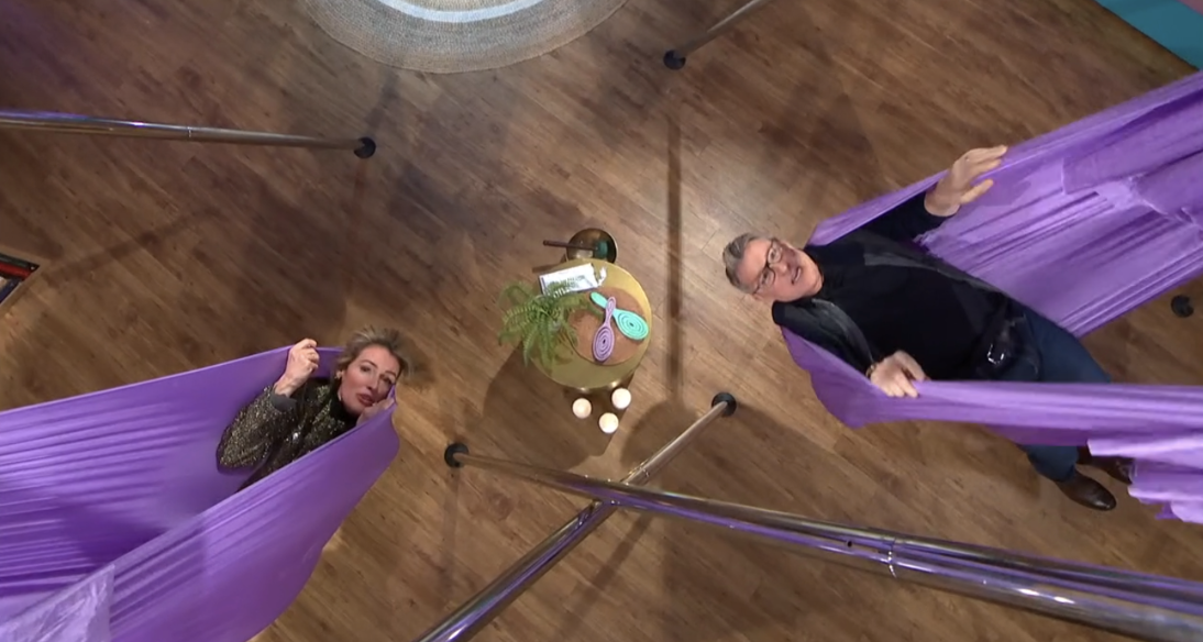 Cat and Ben try out the swinging hammock therapy on This Morning