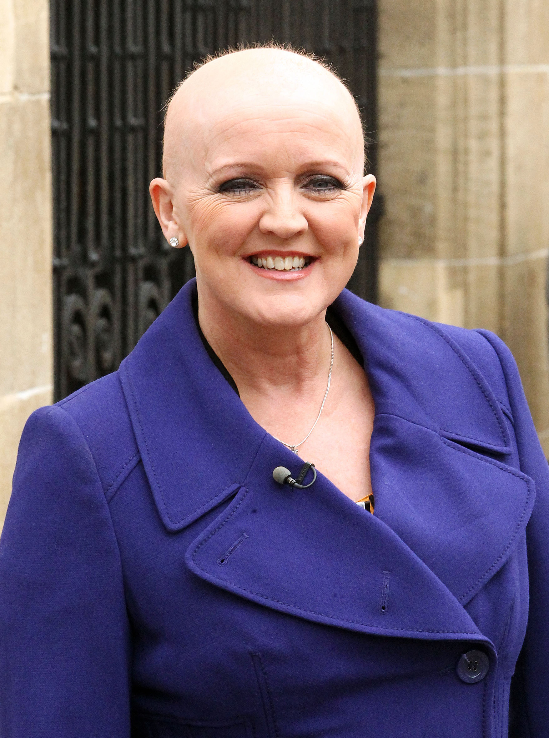 Bernie Nolan wears a blue coat