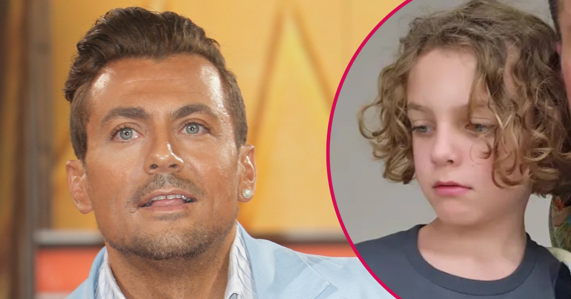 Paul Danan and his son inset