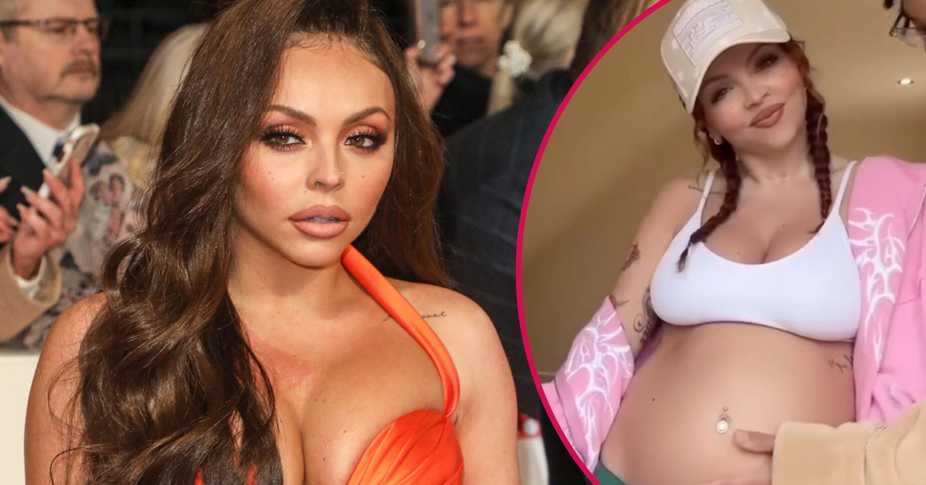 Jesy Nelson and her baby bump inset