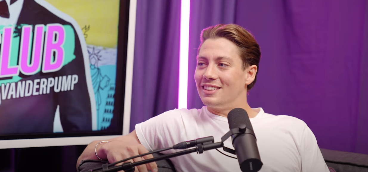 Sam Vanderpump smiling on a podcast 