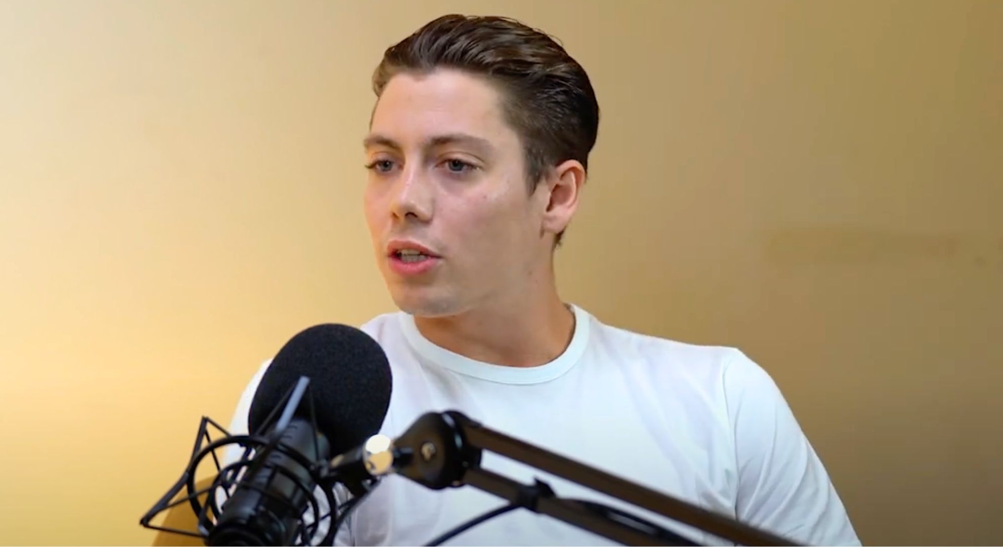 Sam Vanderpump speaking on a podcast