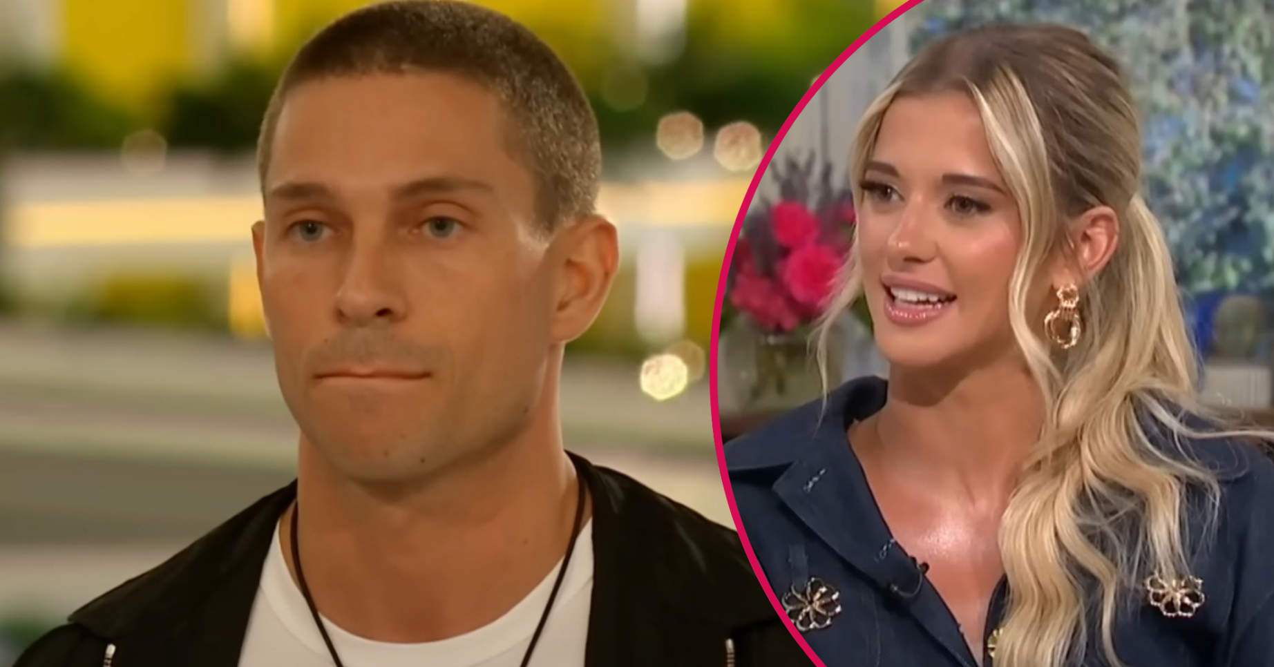 Joey Essex looking straight faced and his ex inset