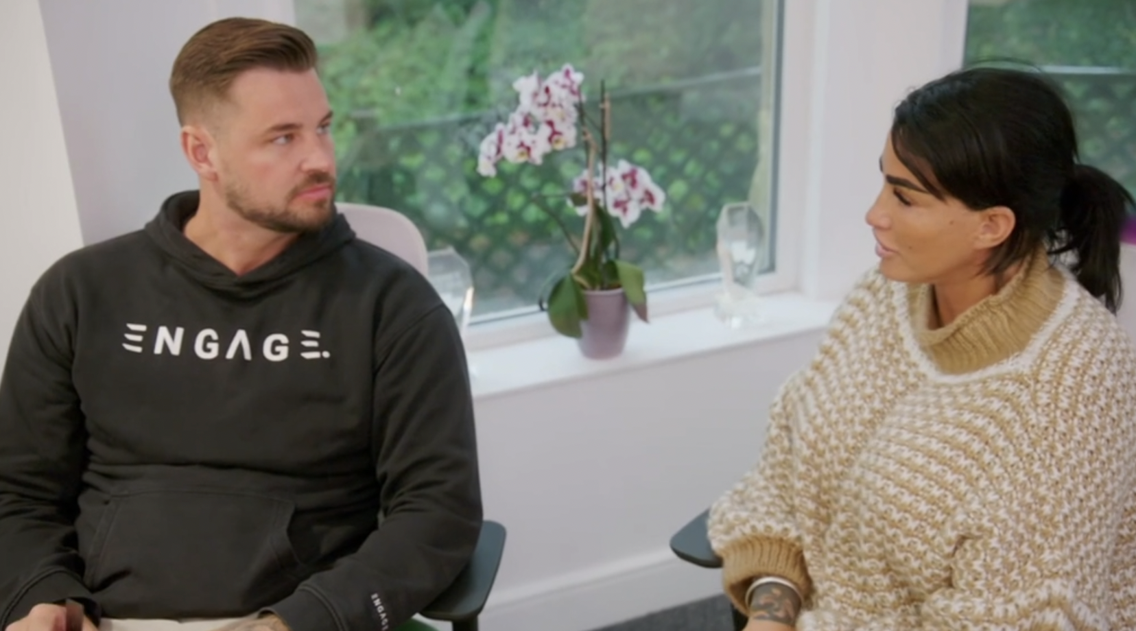 Carl Woods and Katie Price chat in their documentary