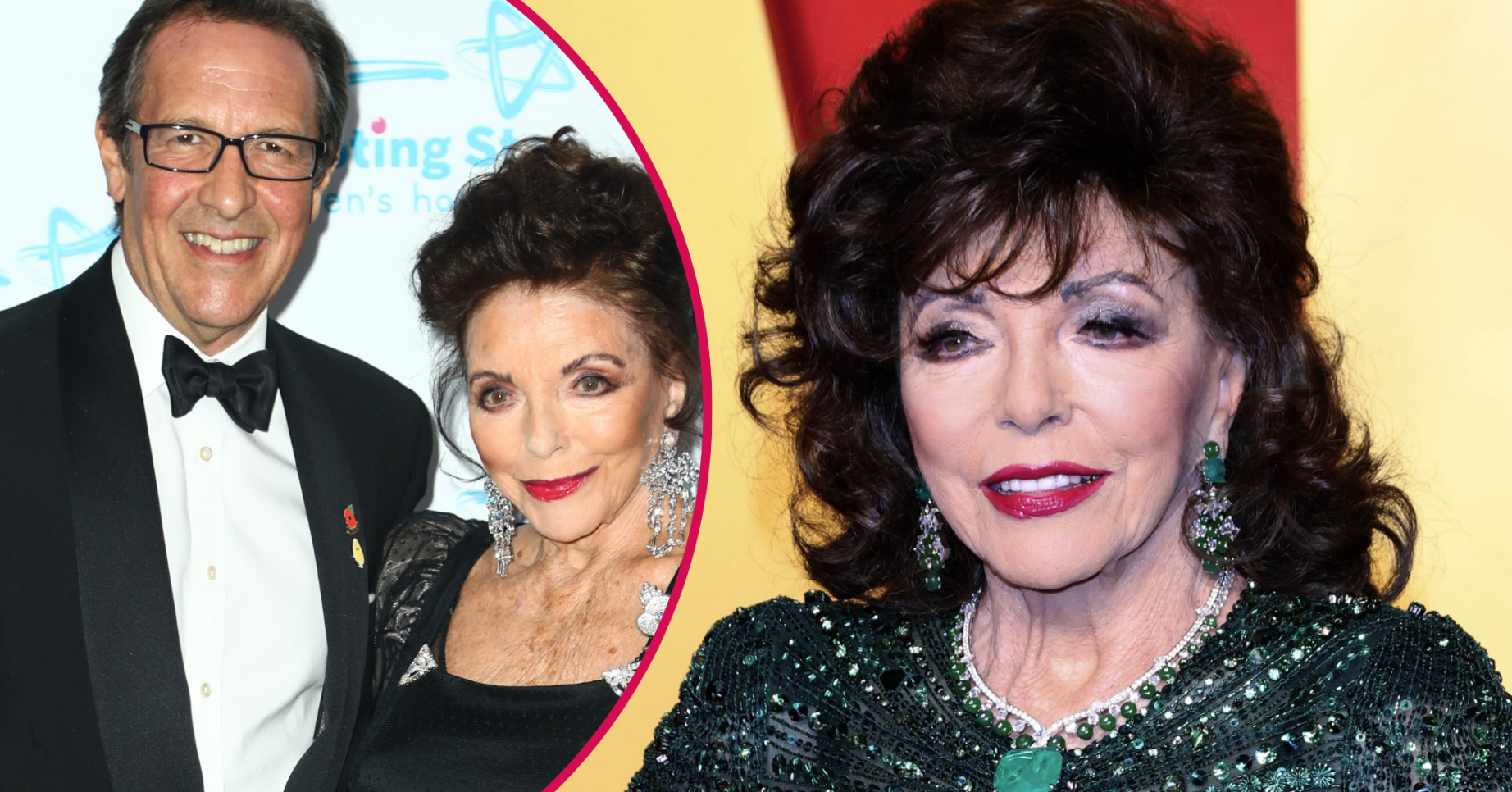 Joan Collins smiling and with her husband Percy Gibson