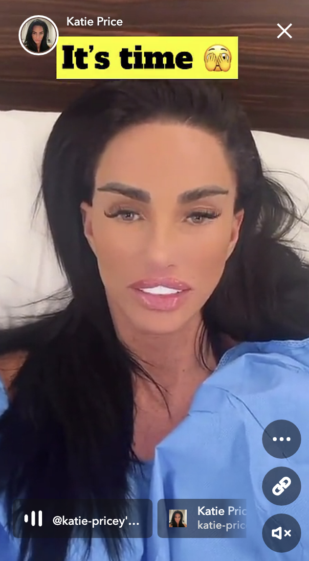 Katie Price in a hospital bed