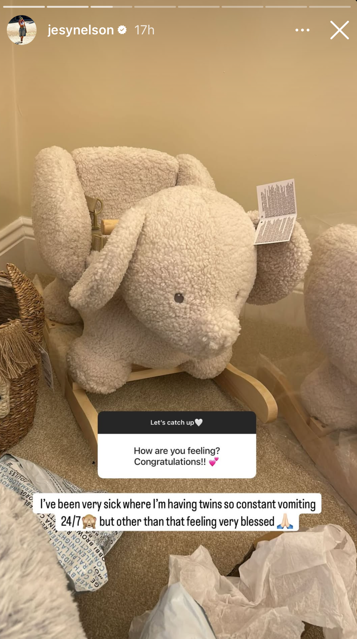 Babies' room with an elephant ride-on toy