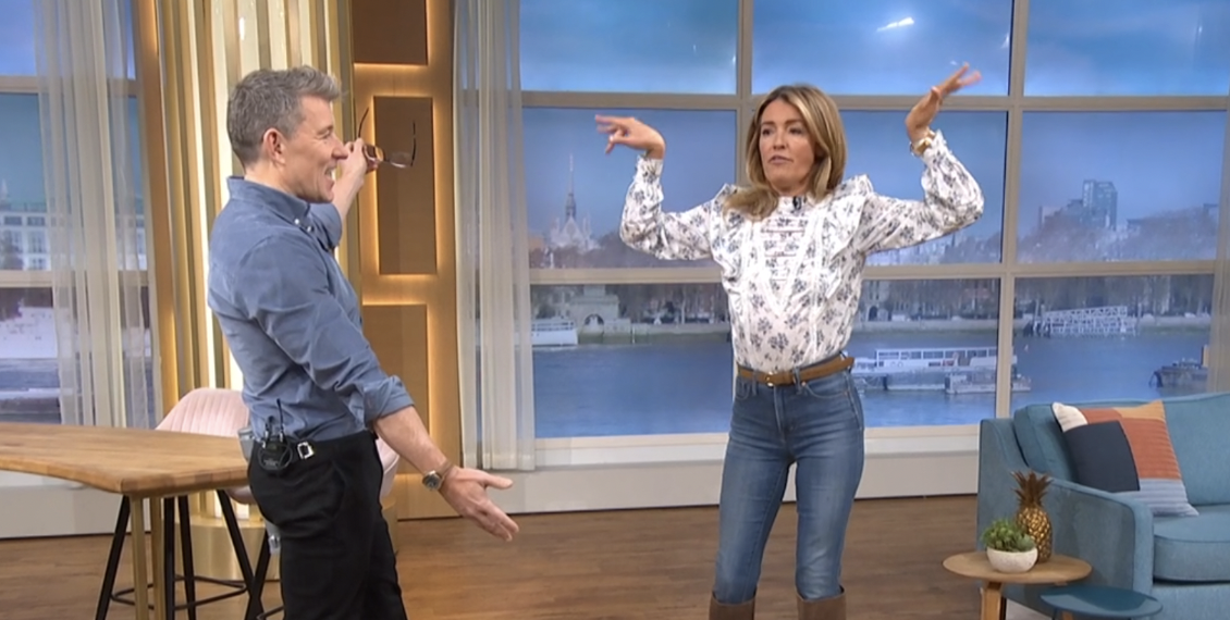 Ben and Cat talking and dancing on This Morning