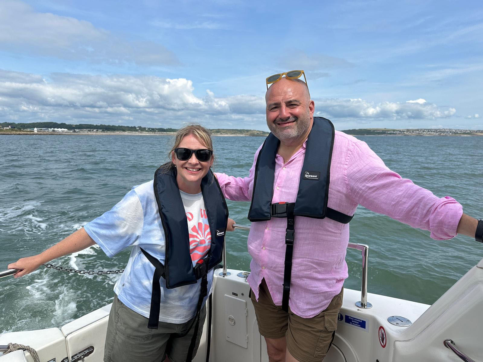 Wynne Evans and Joanna Page on a boat in All At Sea