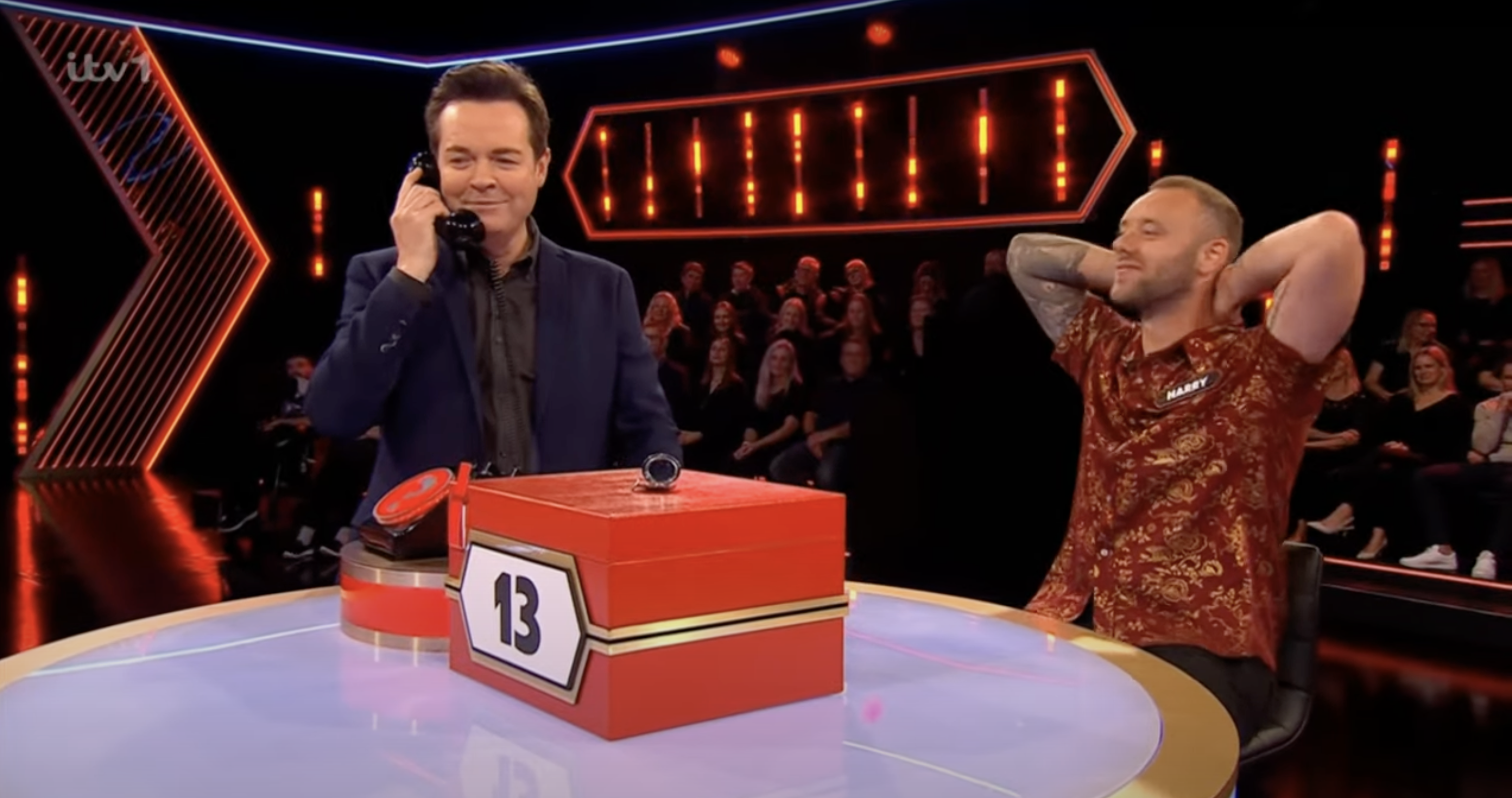 Stephen calls the banker as Deal or No Deal contestant looks stressed