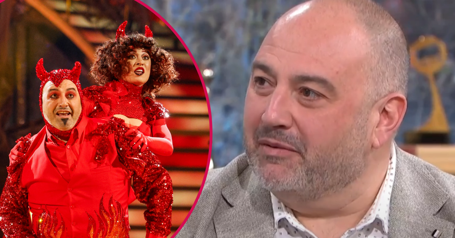 Wynne Evans speaking and dancing with Katya Jones inset