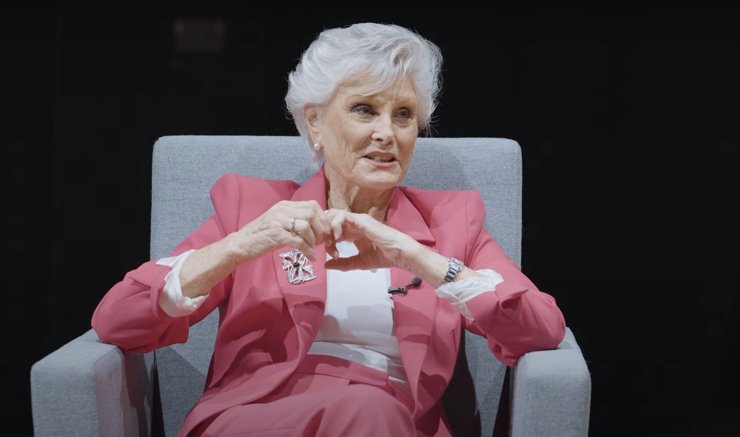 Angela Rippon being interviewed at Plymouth University