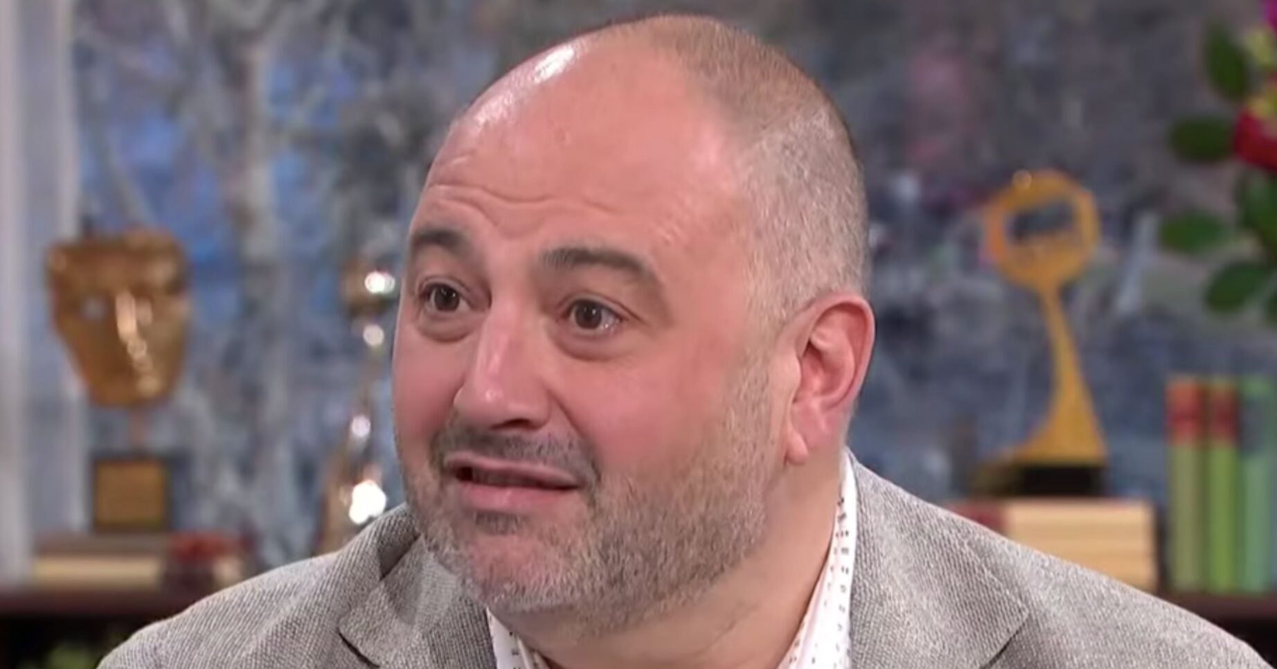 Wynne Evans looking serious on This Morning