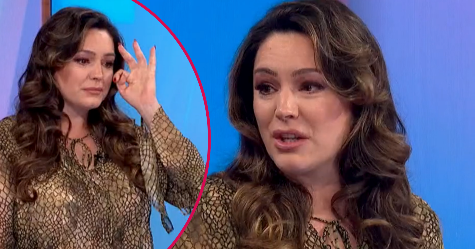 Kelly Brook crying on Loose Women with ED banner