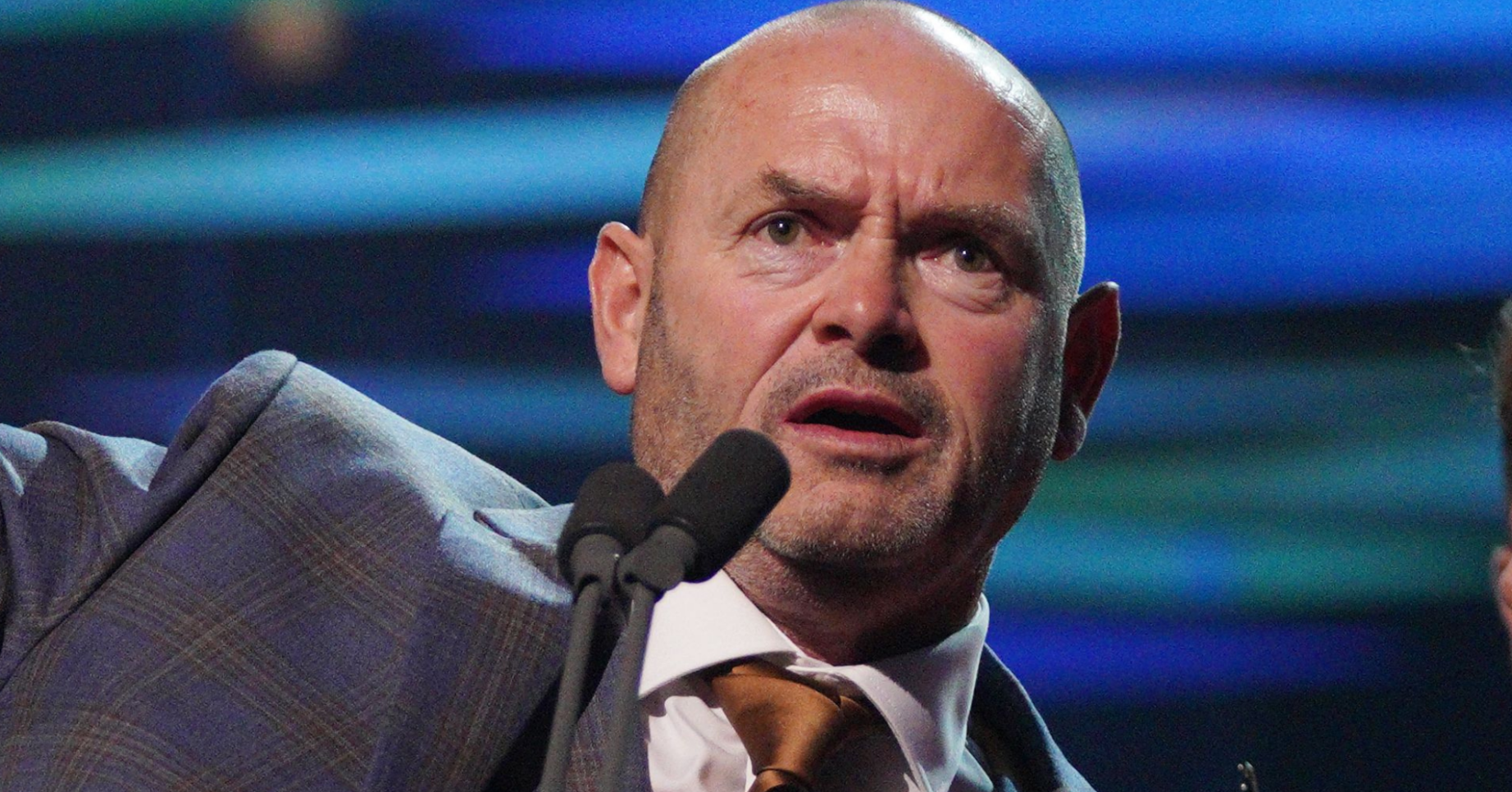 Gogglebox star Tom Malone Snr on stage speaking