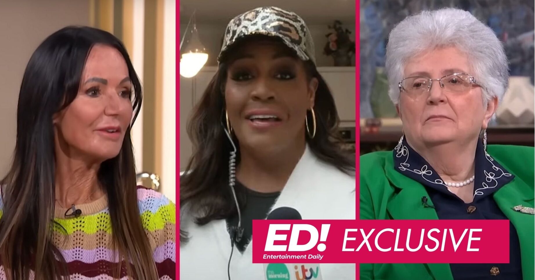 Carron speaking on This Morning / Alison Hammond smiling / Caroline looking stern