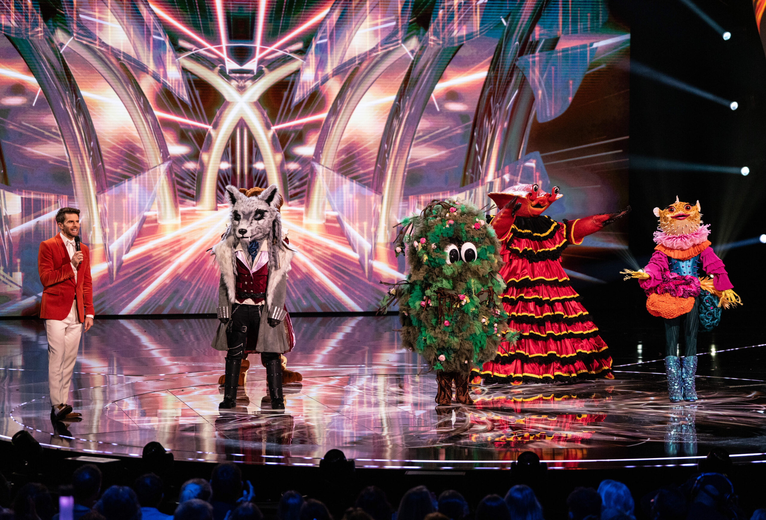 The Masked Singer characters on stage