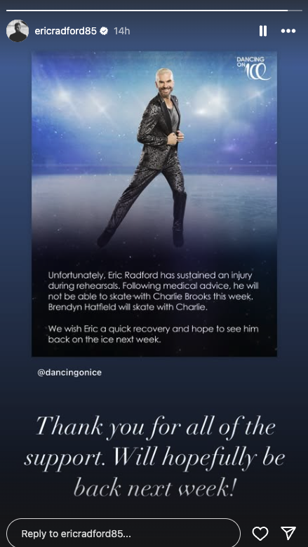 Eric Radford from Dancing On Ice posing on the ice