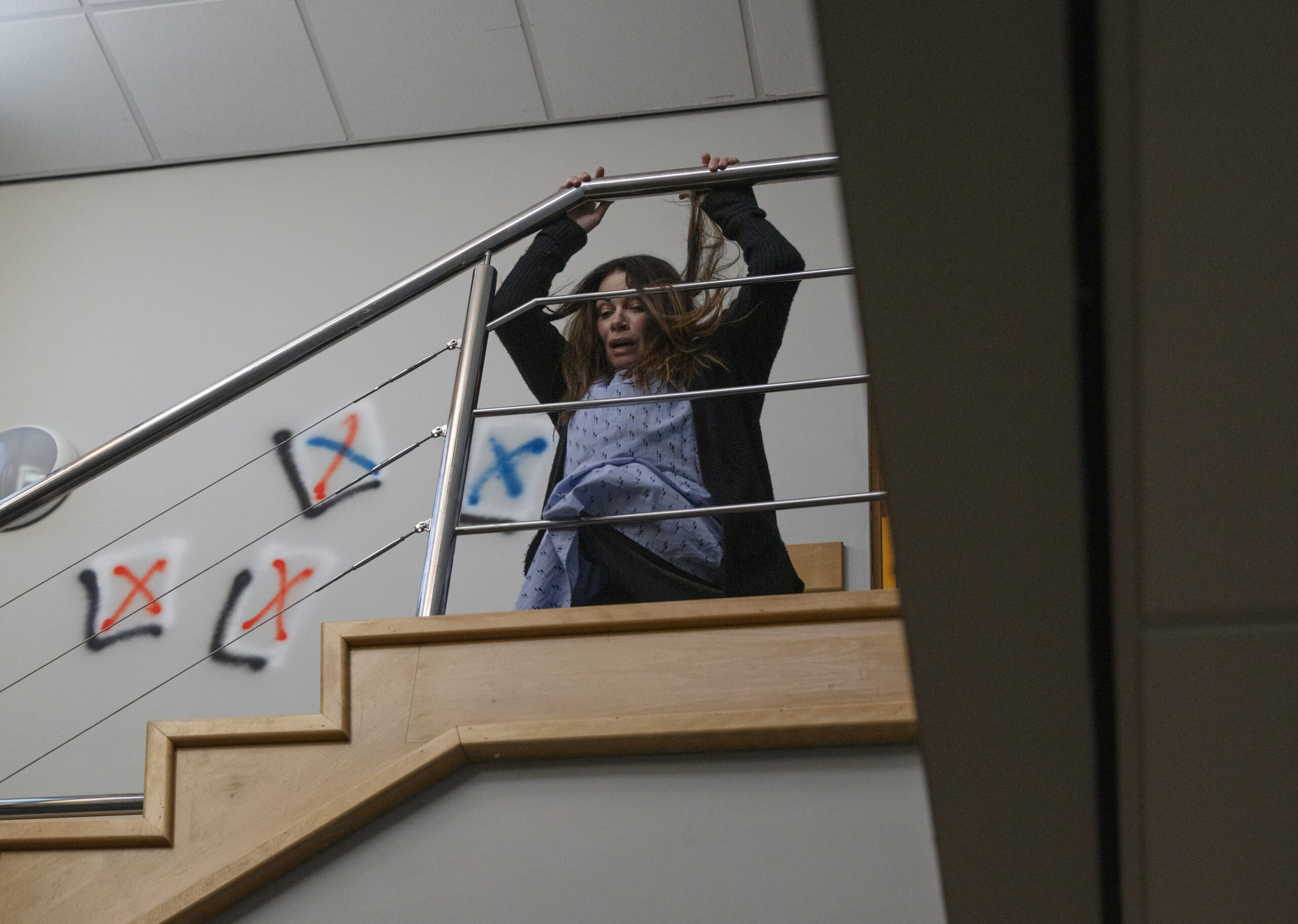 Coronation Street's Carla looking down the stairs