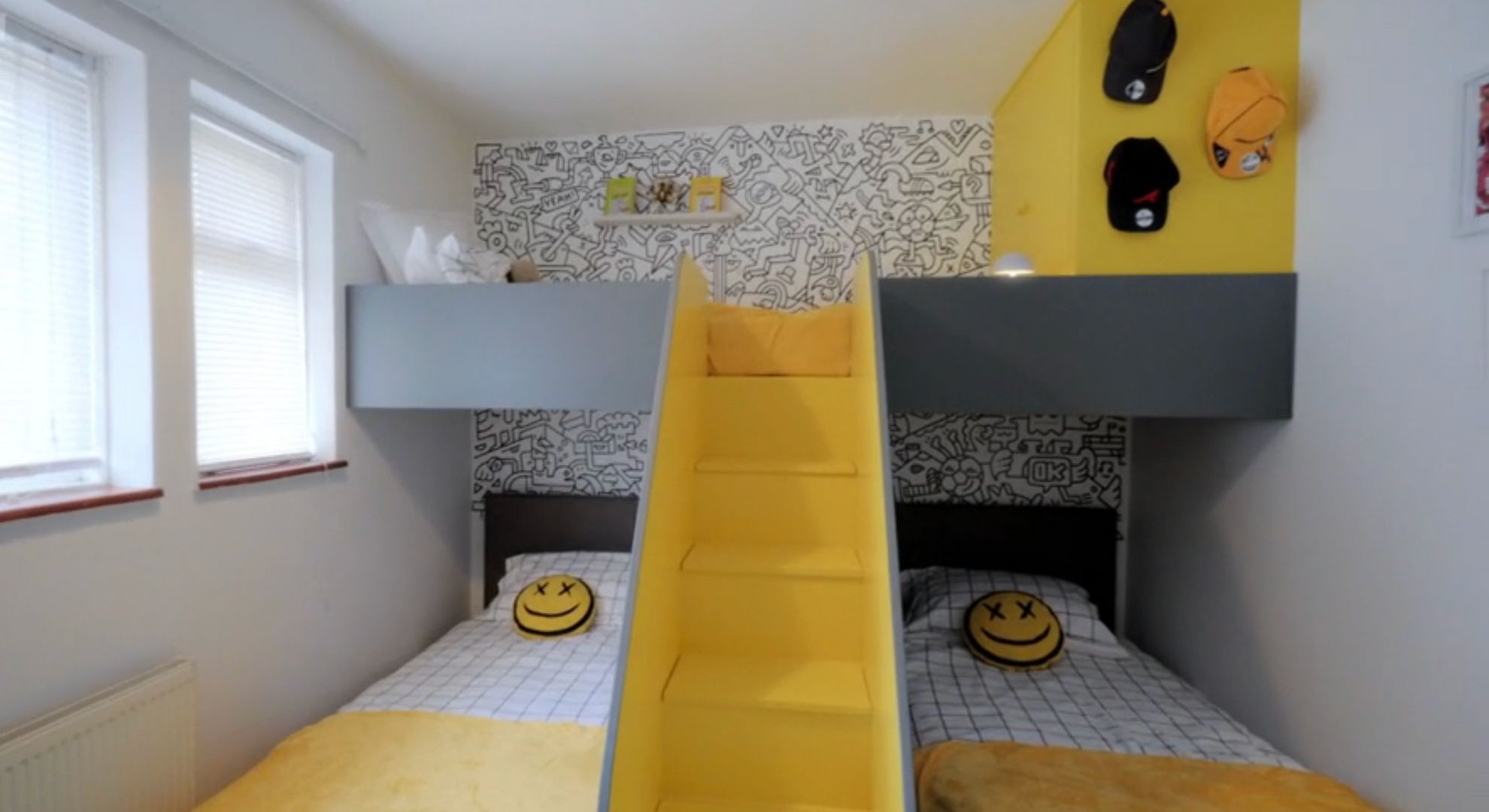 A triple bunk bed in the Appleyards' house