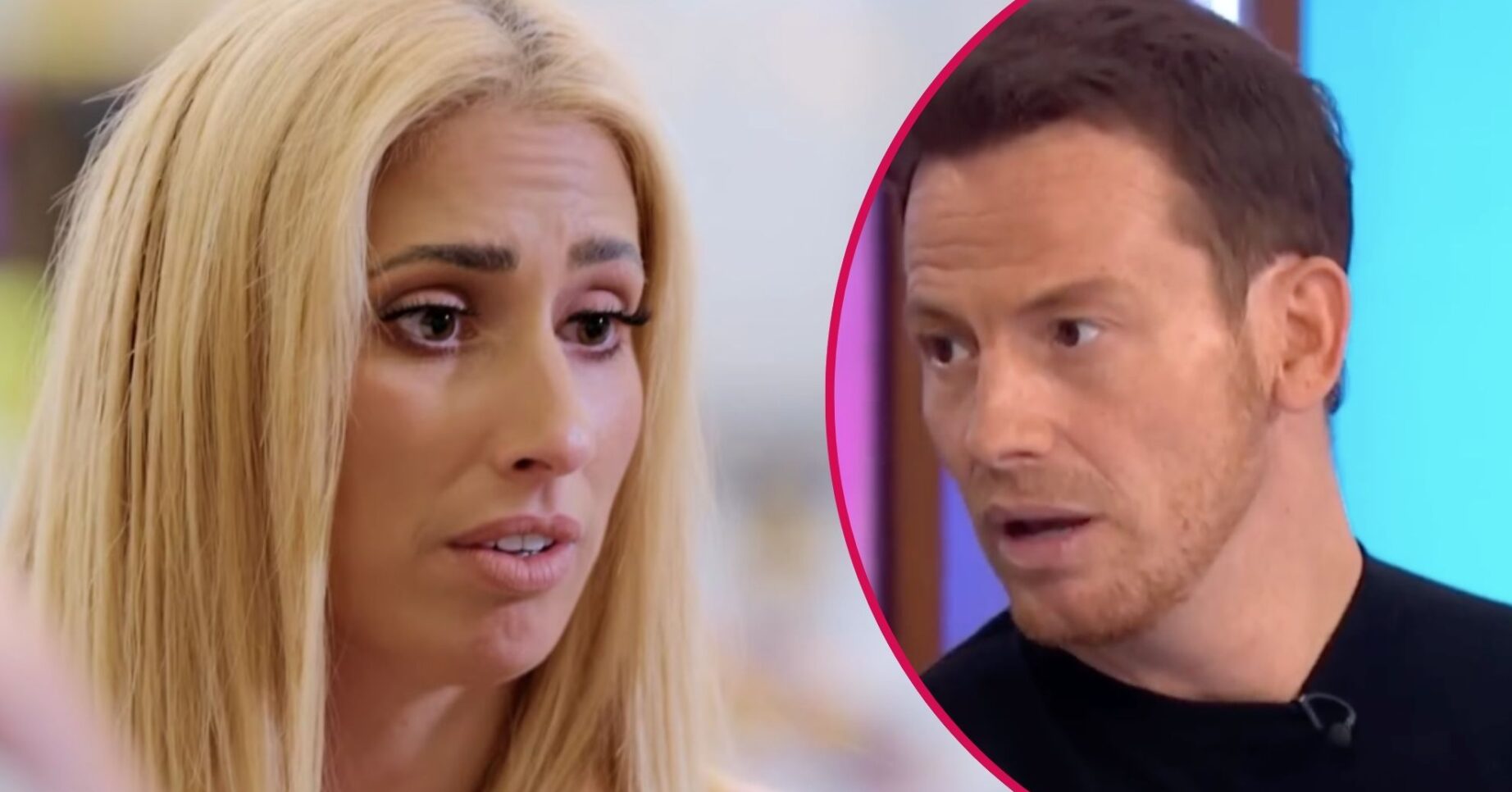 Stacey and Joe looking serious