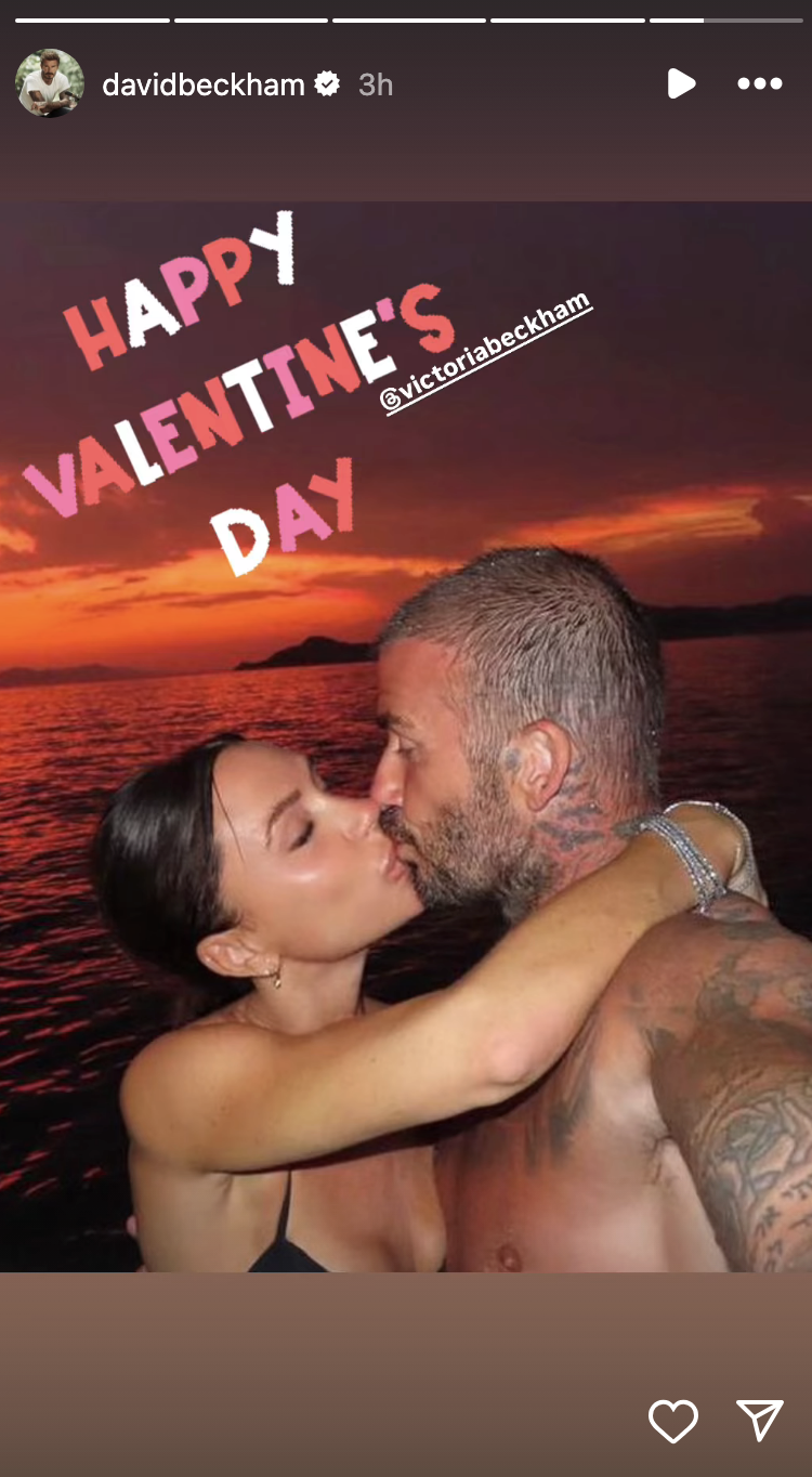 Victoria and David Beckham kissing