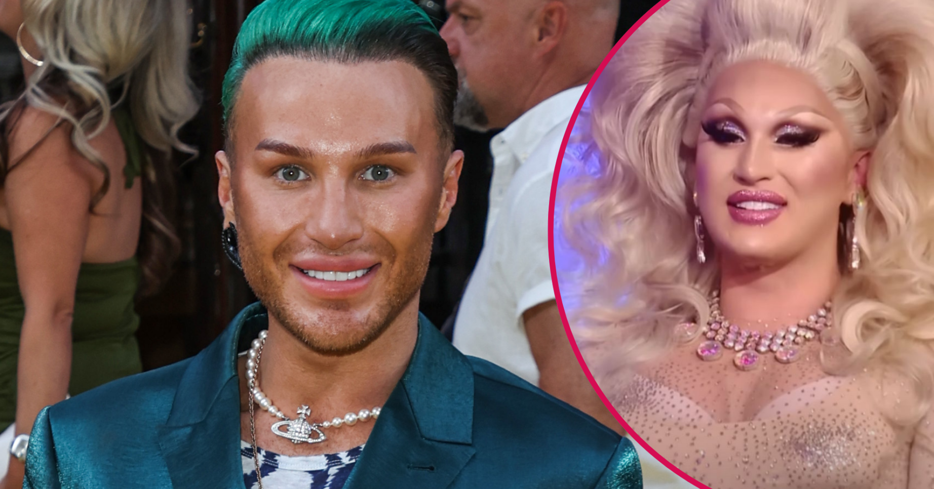 James Lee Williams smiling and as The Vivienne