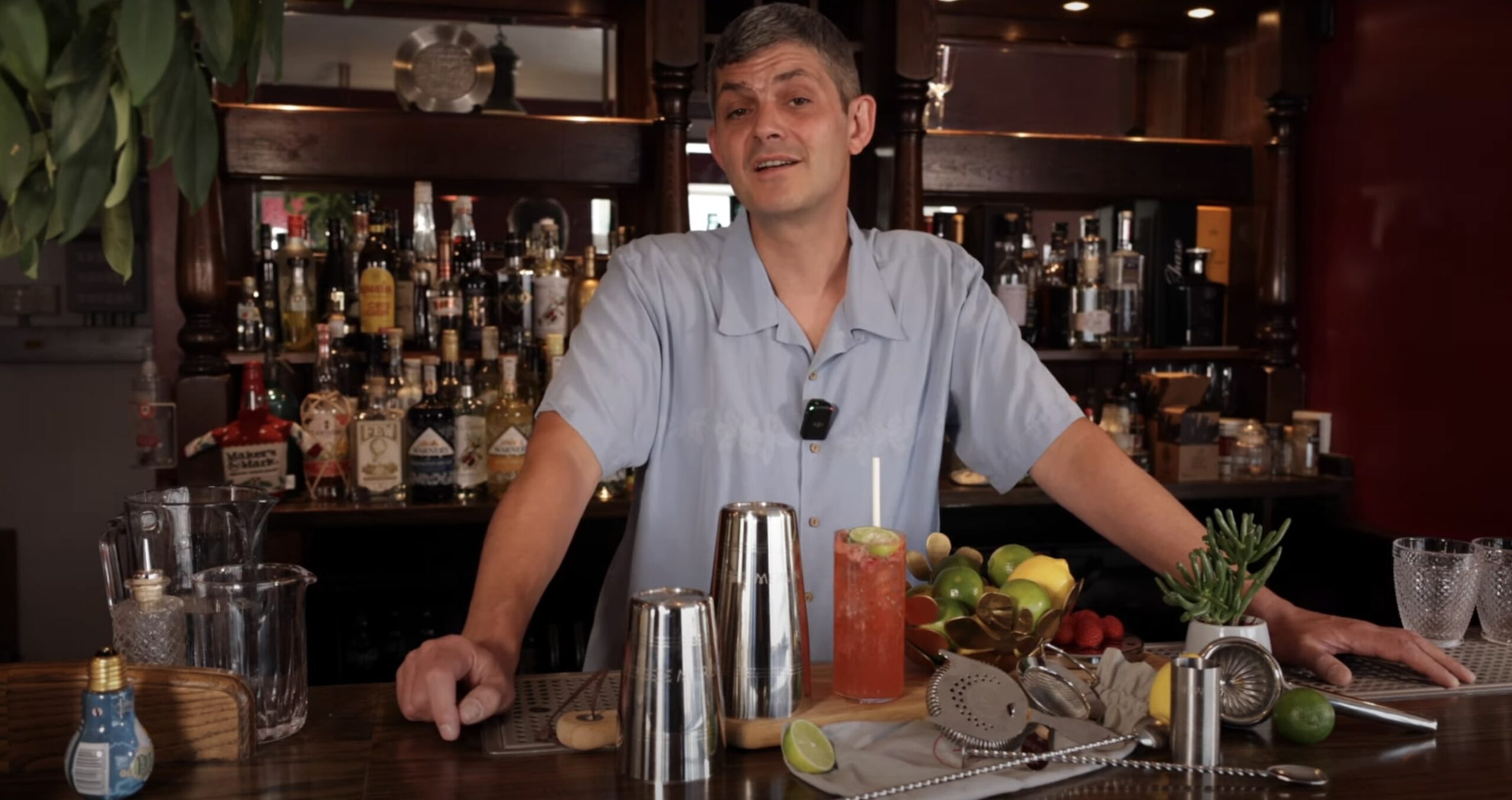 Merlin Griffiths mixing a cocktail