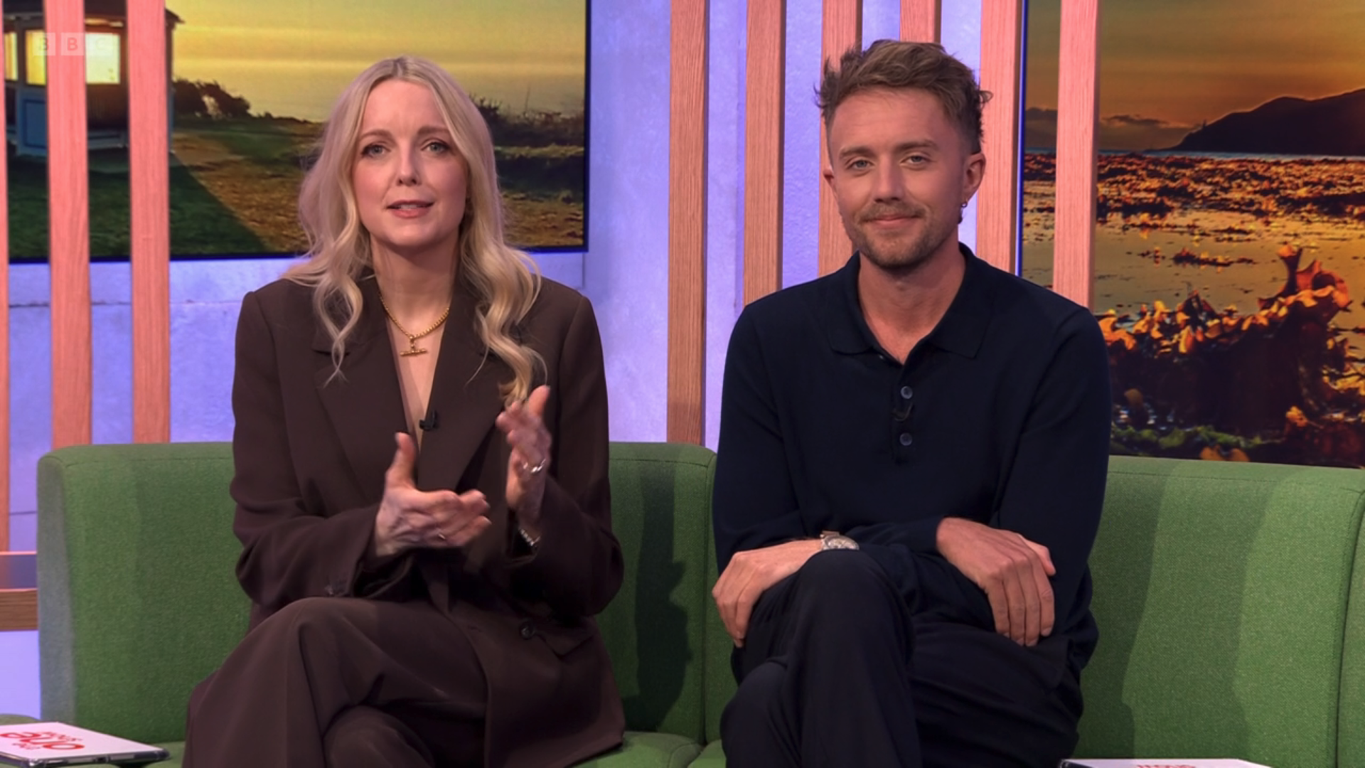 Lauren Laverne and Roman Kemp on The One Show last night