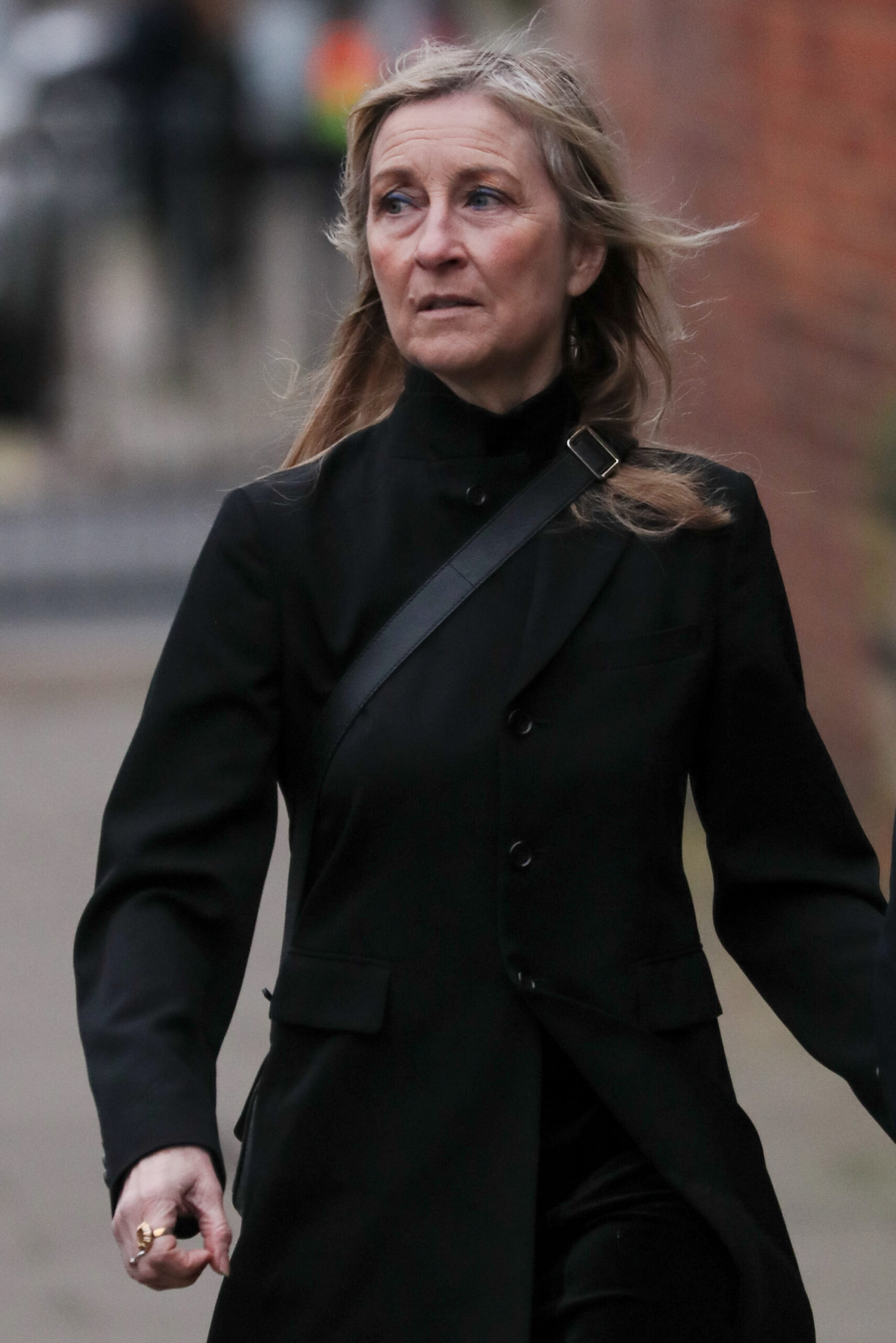 Fiona Phillips looking to her right 