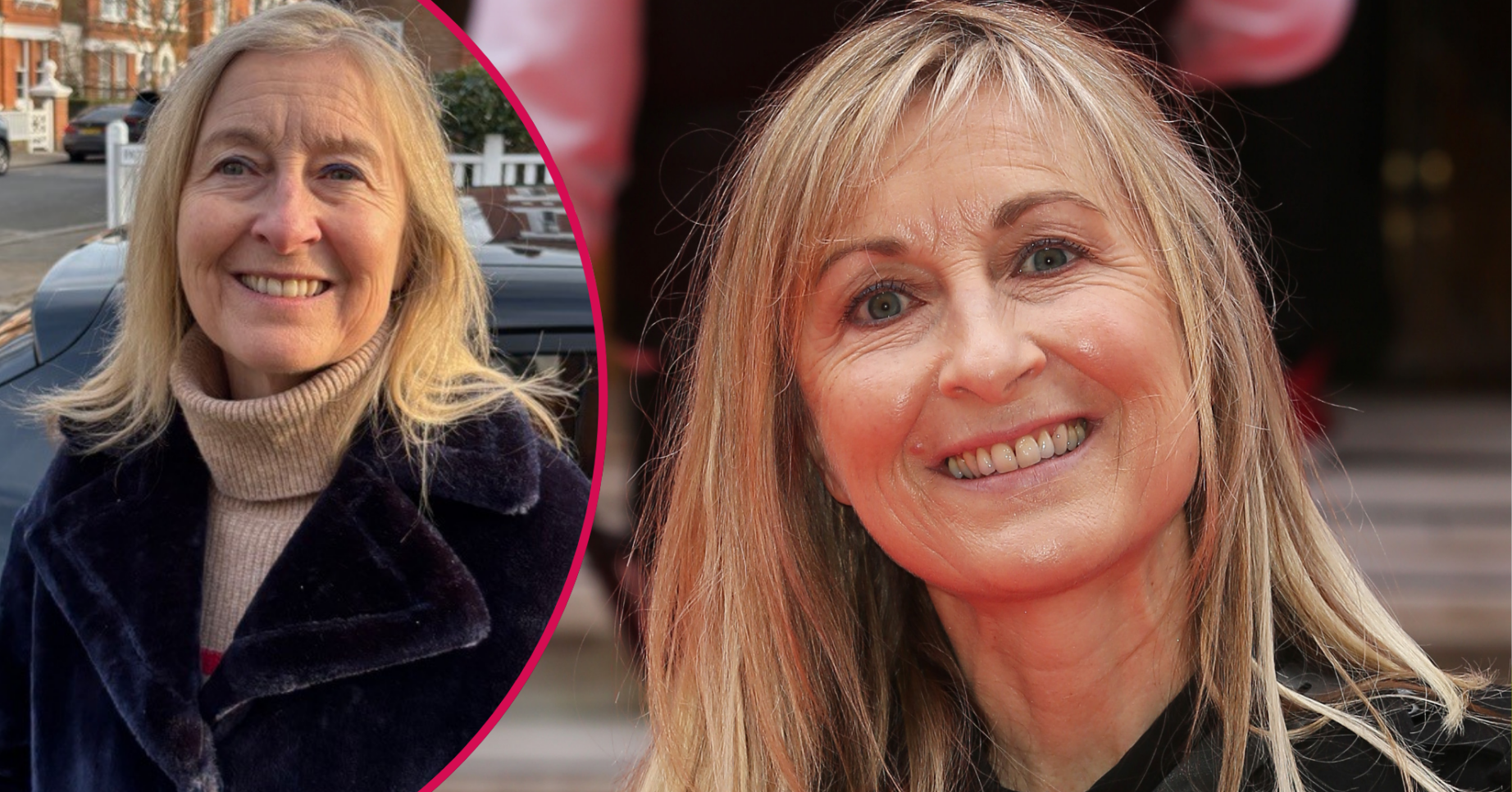 Two images of Fiona Phillips smiling